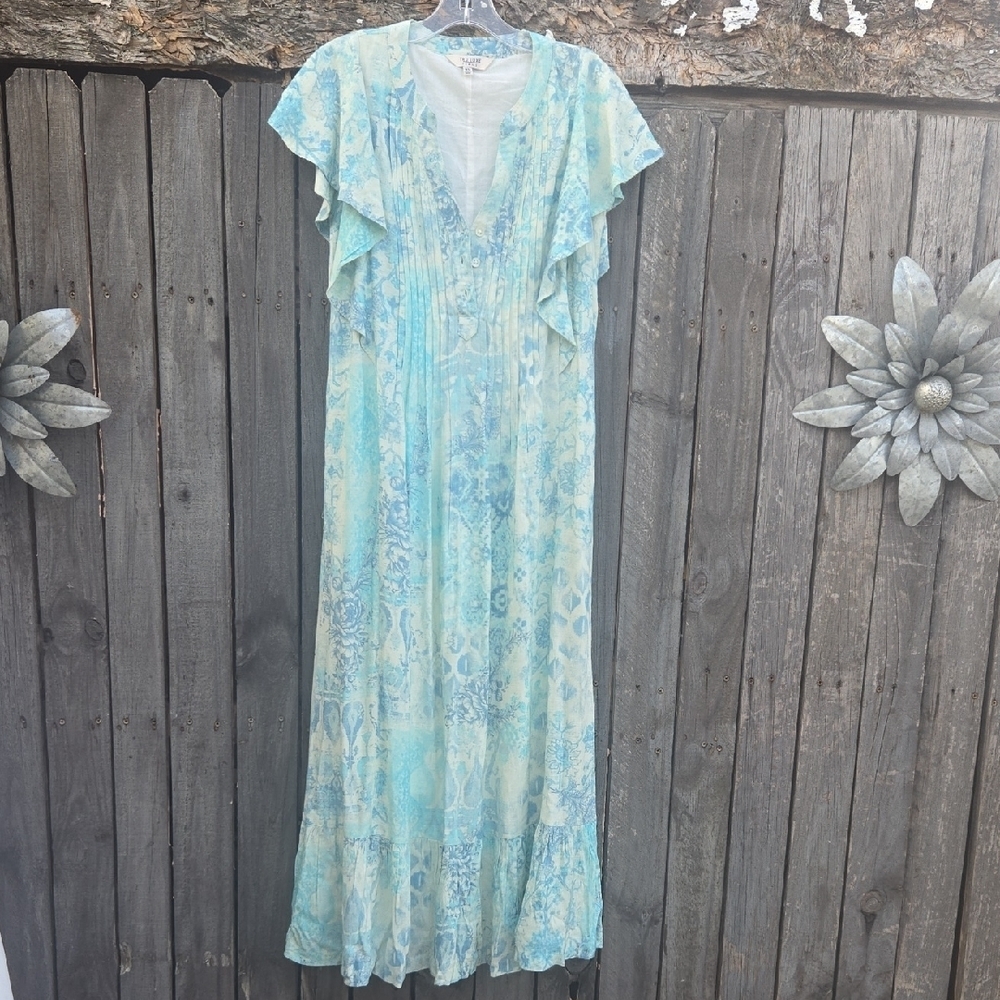 Tru Luxe Jeans Light Blue Patterned Maxi Dress